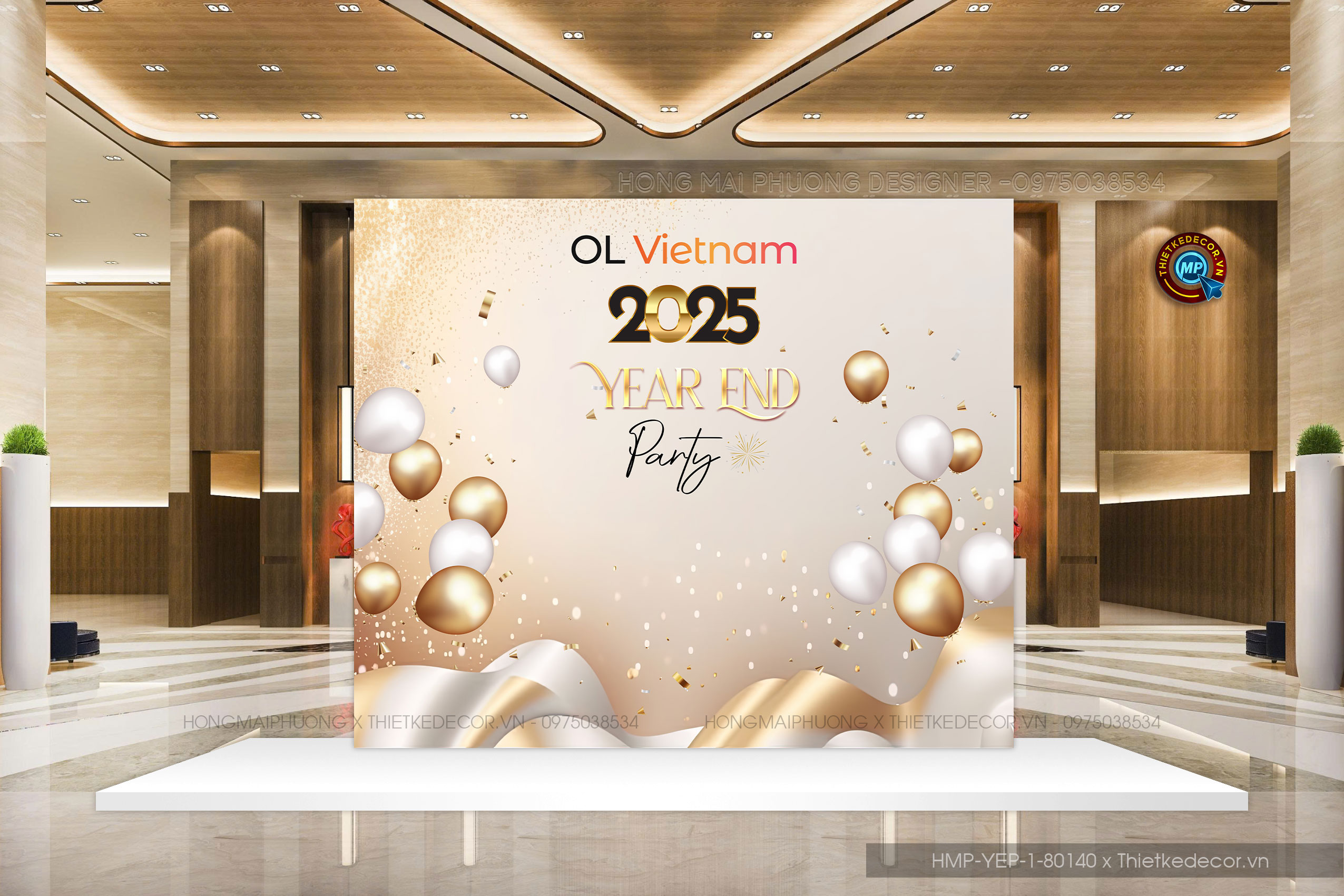 File thiết kế tiệc Tất niên 2025, Year End Party 2025 tone vàng gold sang trọng